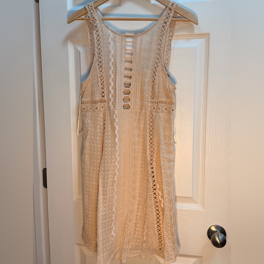 Free People Cream Lace Mini Dress